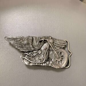 Vintage Pewter Motorcycle Belt Buckle 1986 Made in USA C&J Inc
